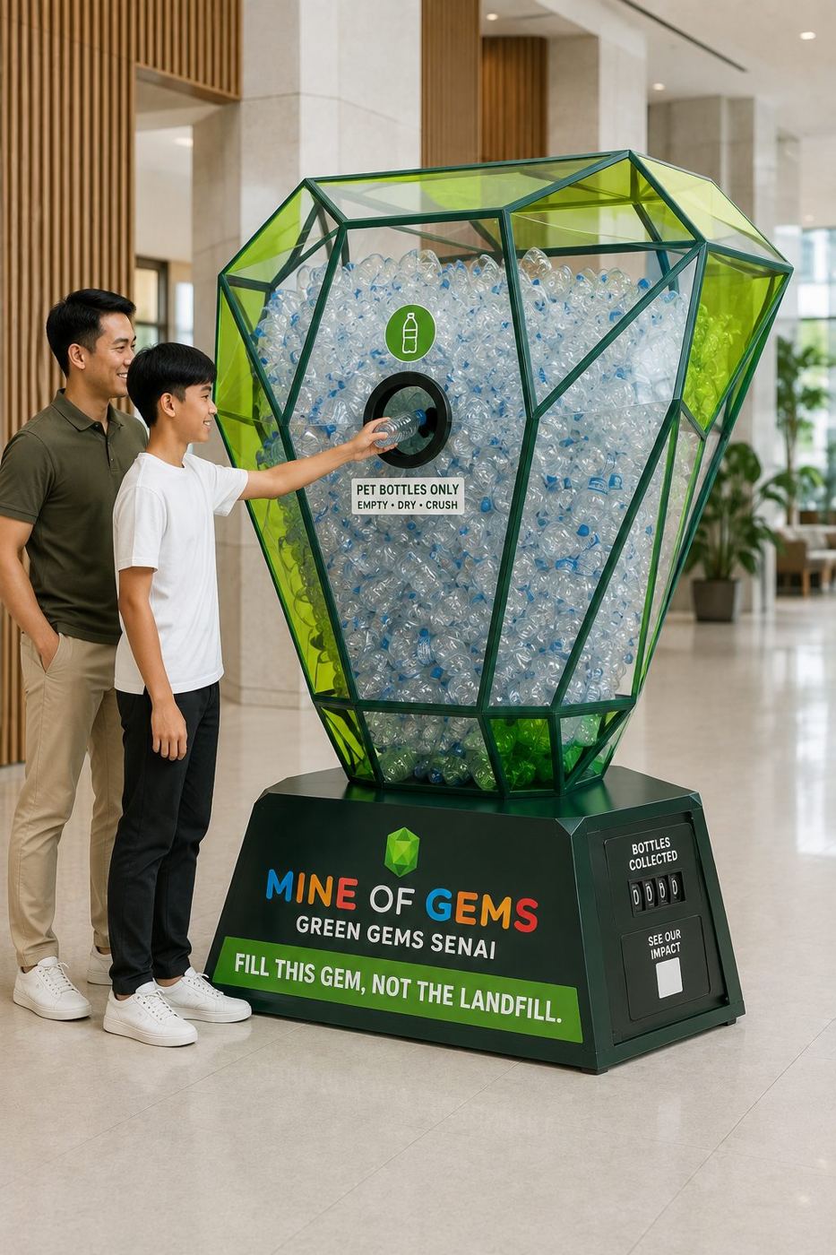 Artist impression: the Earth Gem recycling installation